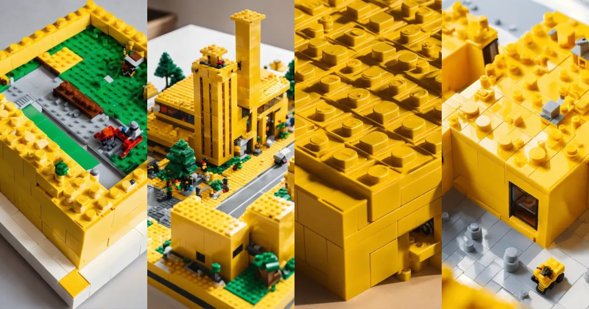 Lexica - Top view of a yellow lego city block model that stands on a ...