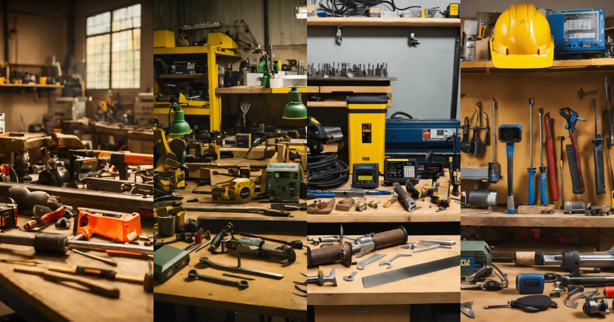 Lexica - A photo of a variety of industrial tools and equipment. The ...