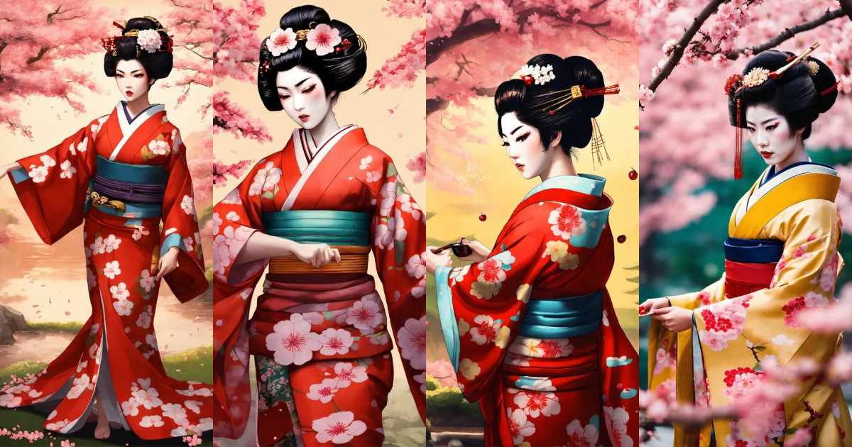 Lexica A Geisha Fiercely Fighting With Her Maiko In A Cherry Blossom