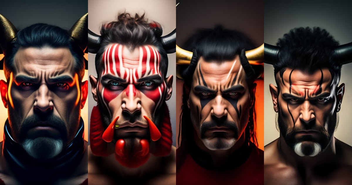 Lexica - A man with horns growing from his head. red eyes and sharp ...