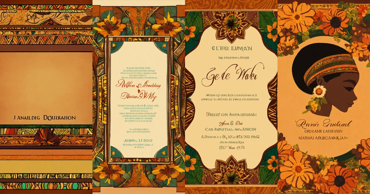 Lexica - An African style wedding invitation with African floral designs
