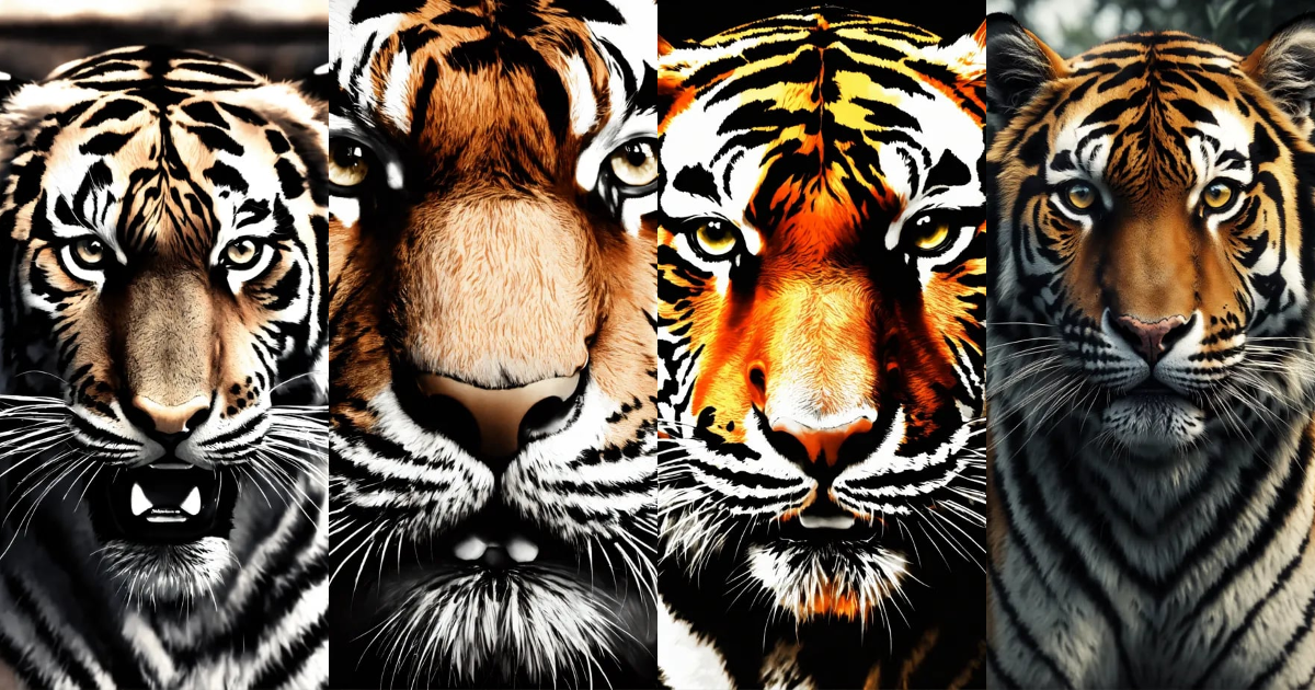 Lexica - Tiger face, unreal engine render,8k, black and white, realism ...