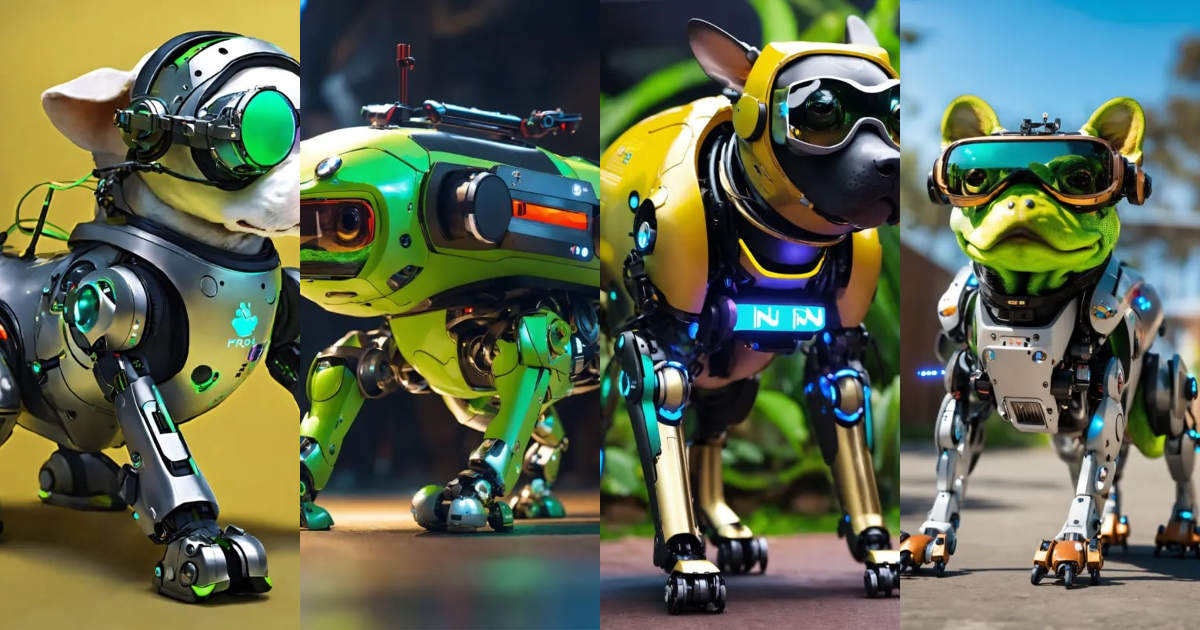 Lexica - Frog dog inu immaculate full body cyberpunk style robot with ...