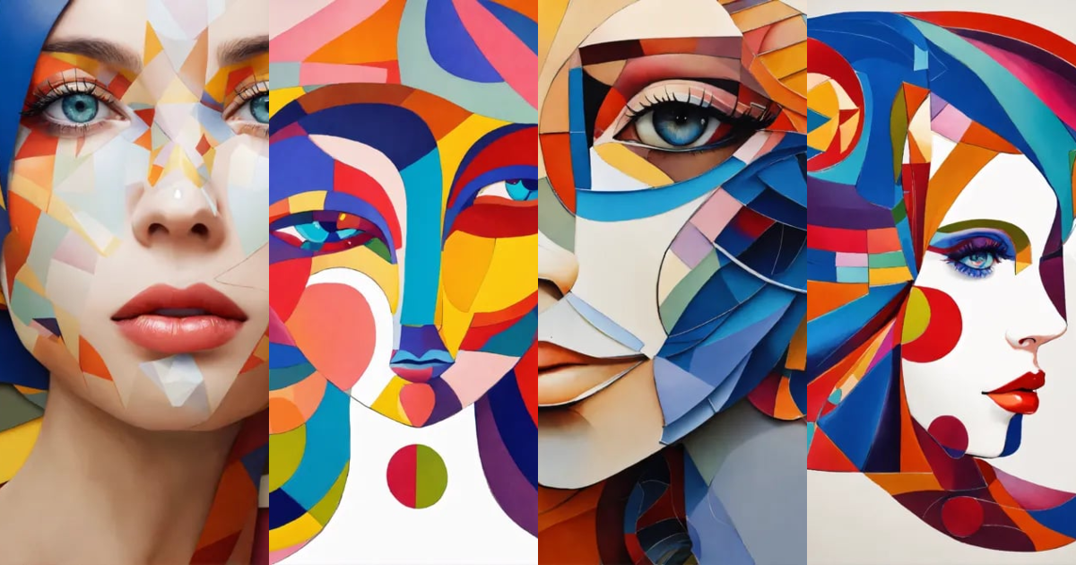Lexica - Face of a woman, abstraction from geometric figures, colorful ...