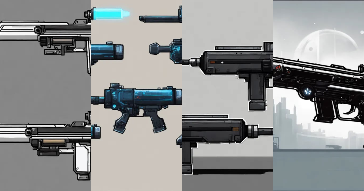 Lexica - A 2d gun for a sci-fi platformer game, black and white ...