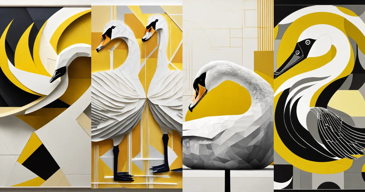 Lexica - Swan, abstract geometric shapes, Monochrome with yellow ...