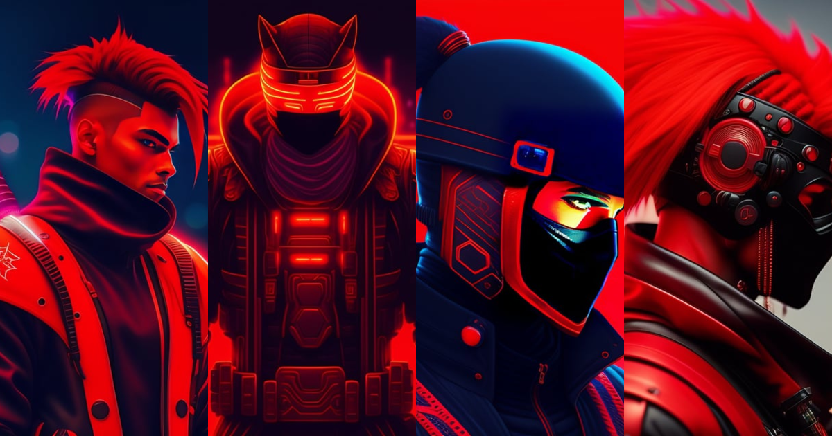 Lexica - Awesome looking cyberpunk red male ninja 8-bit neon