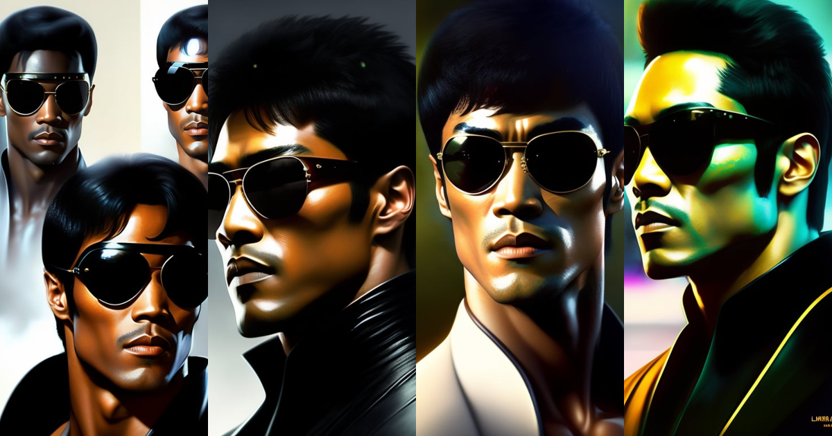 Lexica - Badass Bruce lee as Morpheus in the matrix with sunglasses ...