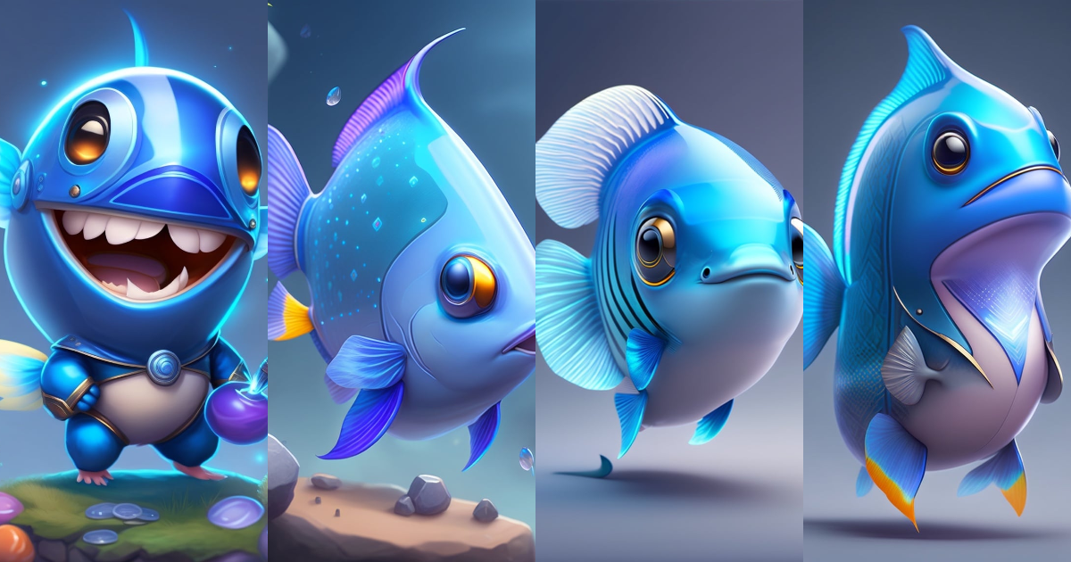 Lexica - A very cute little blue fish with a big smile, league of ...