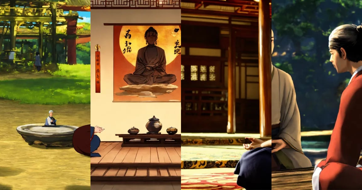 Lexica - Young man talking to the zen master