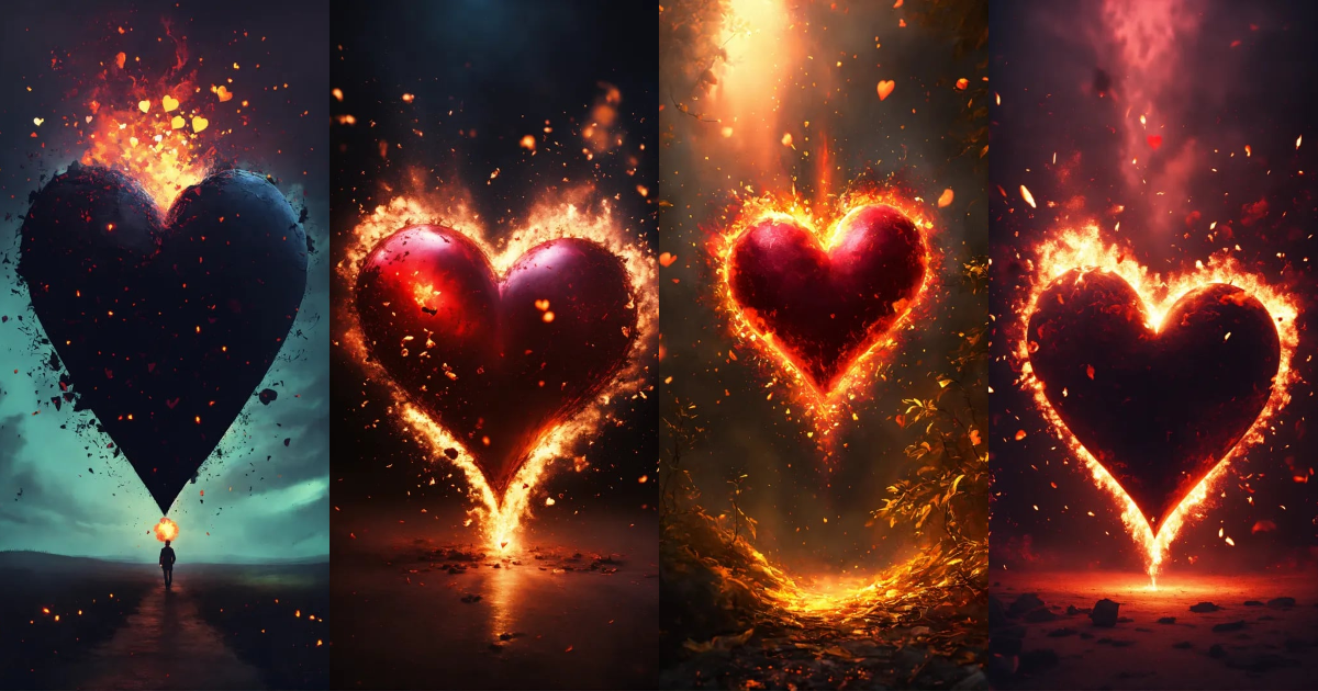 Lexica - Two exploding heart, happiness, dark ambiance