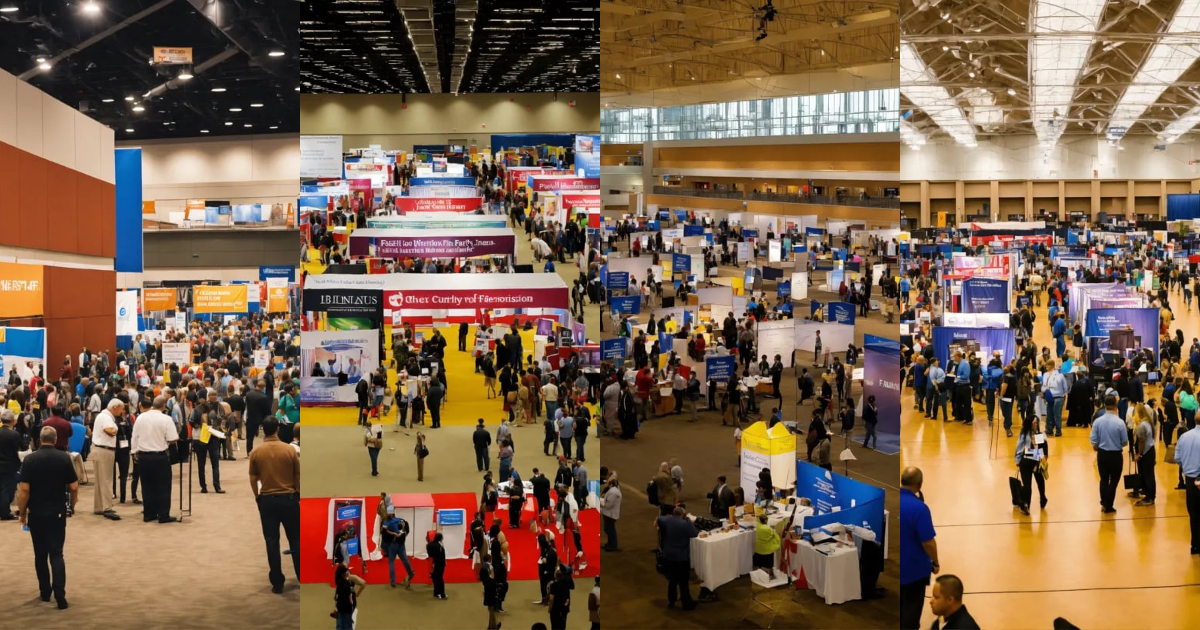 Lexica - A photo of a job fair. The fair is being held in a large ...