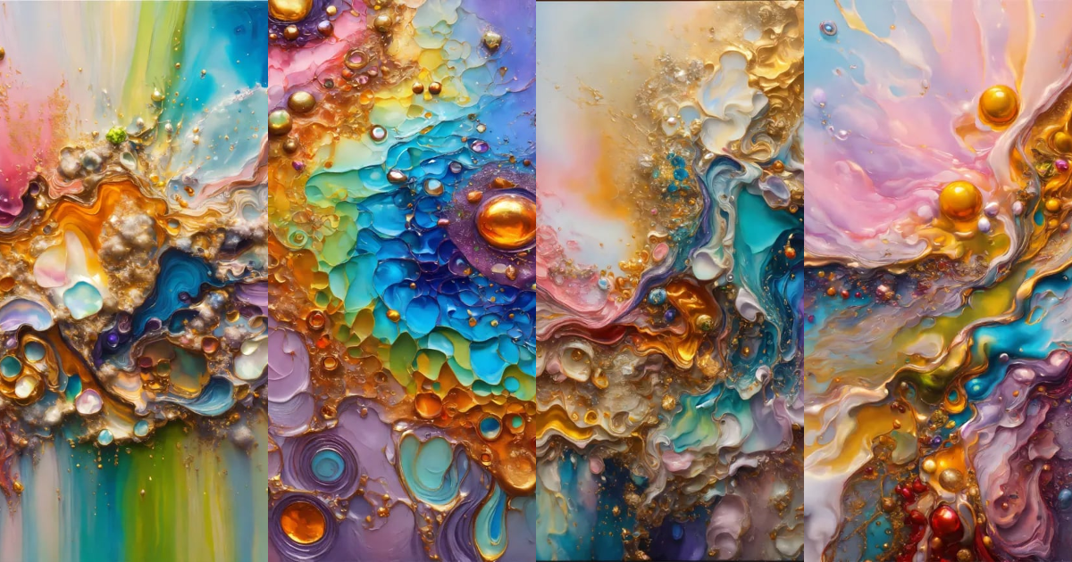 Lexica - Colorful abstract painting oil and water complex complicated ...