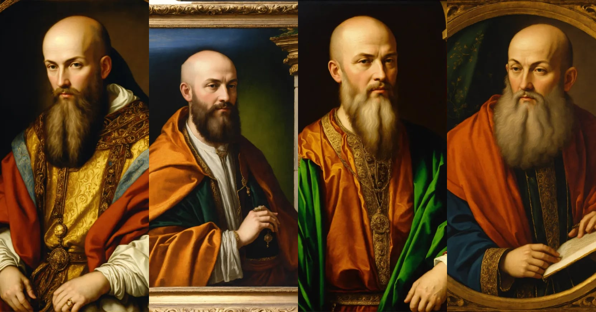 Lexica - Renaissance portrait painting of the bald prophet elisha