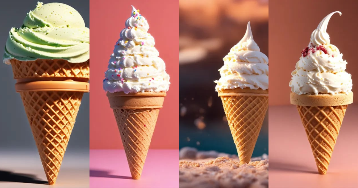 Lexica - Generate a 3D image of one vanilla ice cream cone