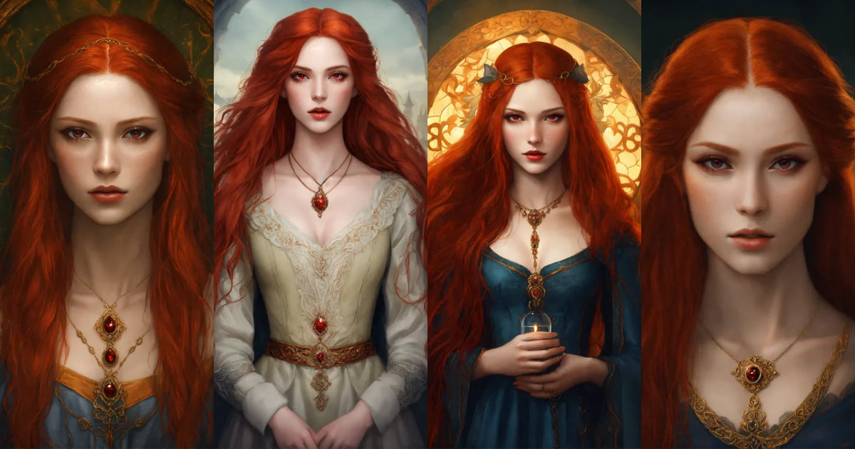 Lexica A portrait of a beautiful redhead vampire, Symmetrical face