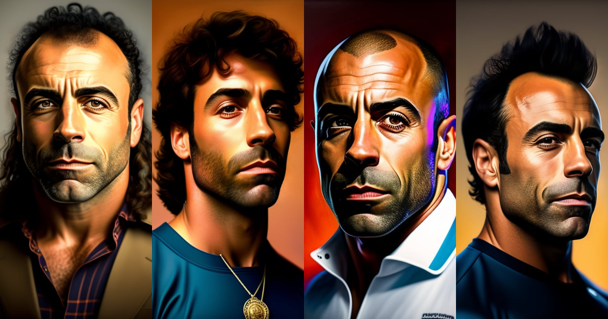 Lexica - Portrait of Joe Rogan today with hair