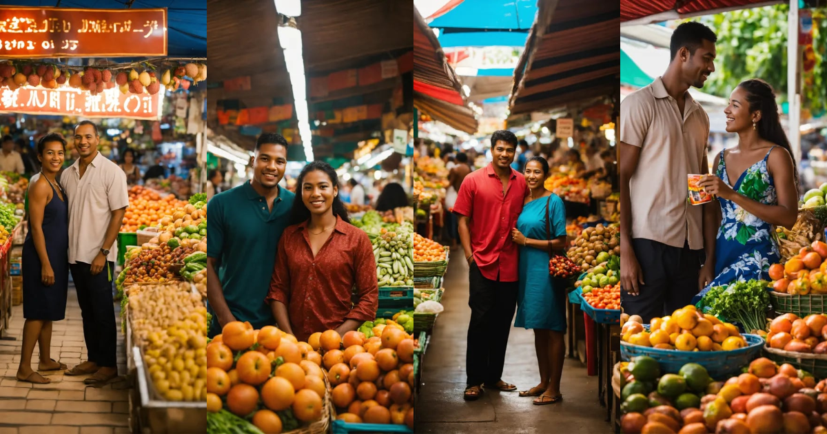 Lexica - A multicultural couple in a island market