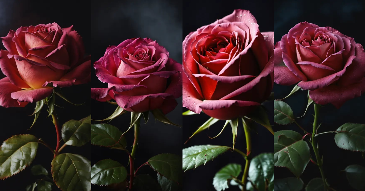 Lexica - A photo realistic rose with dark background