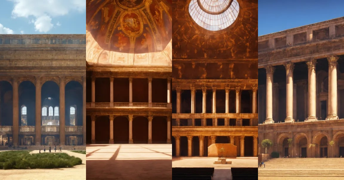 Lexica - Gigantic futistic hall inspired by anicent rome