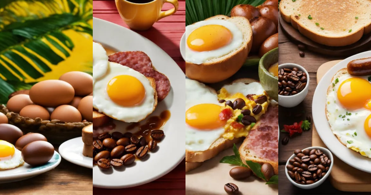 Lexica - Tropical background, hyper realistic, english breakfast, eggs ...