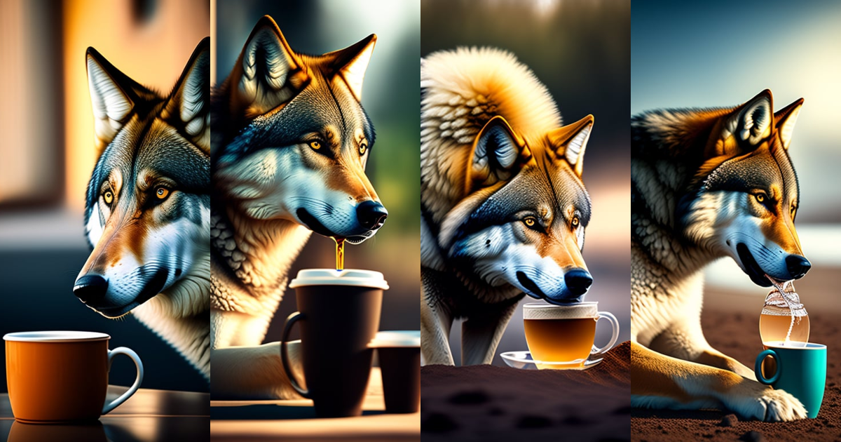 Lexica - Wolf drinking coffee