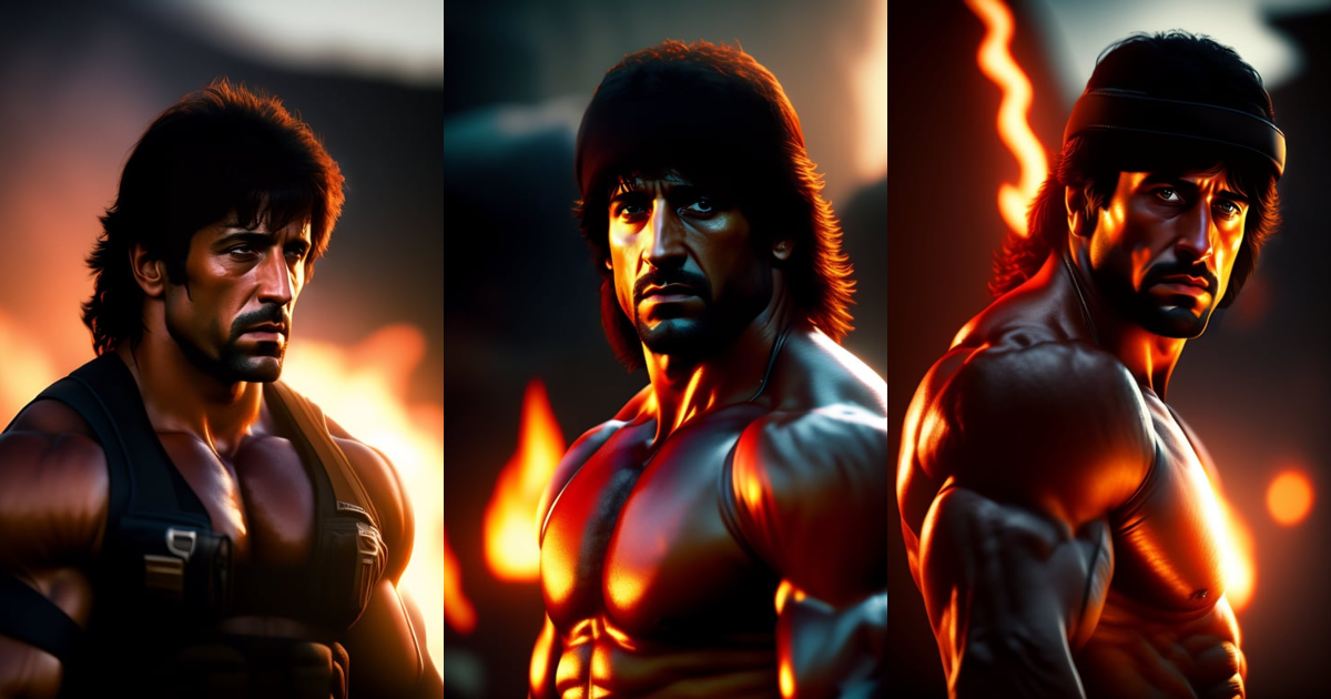 Lexica - John rambo giving a thumbs up, cinematic lighting, brutal ...