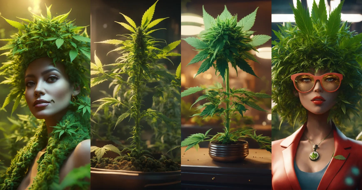 Lexica - An anthropomorphic marijuana plant in the style of a really ...