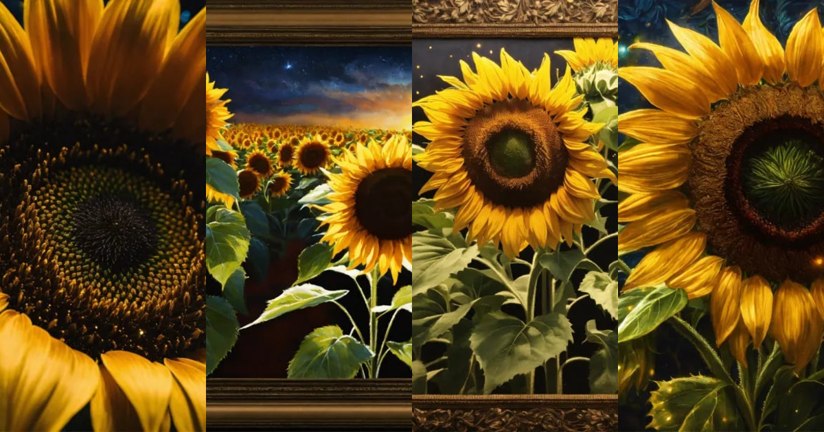 Lexica - Sharp focus full body whole sunflower in border of vines woven ...