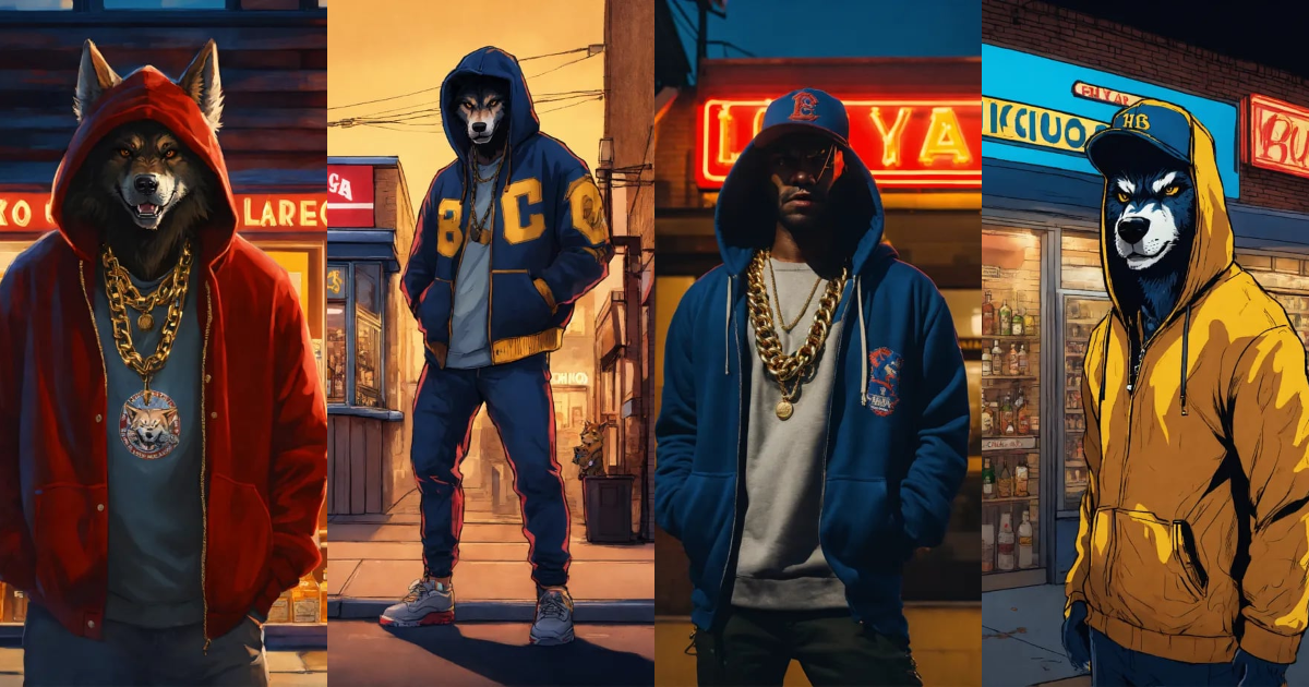 Lexica - Werewolf wearing hoodies and baseball cap ,gold chain ...