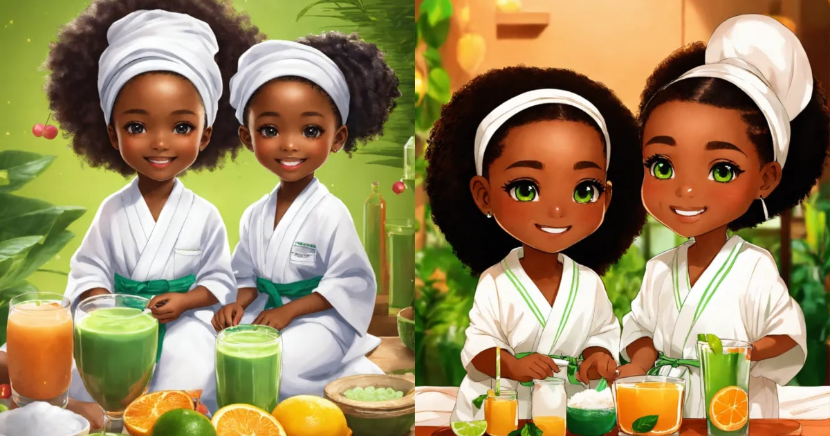 Lexica - Chibi, two young african american 6 year old girls in spa ...