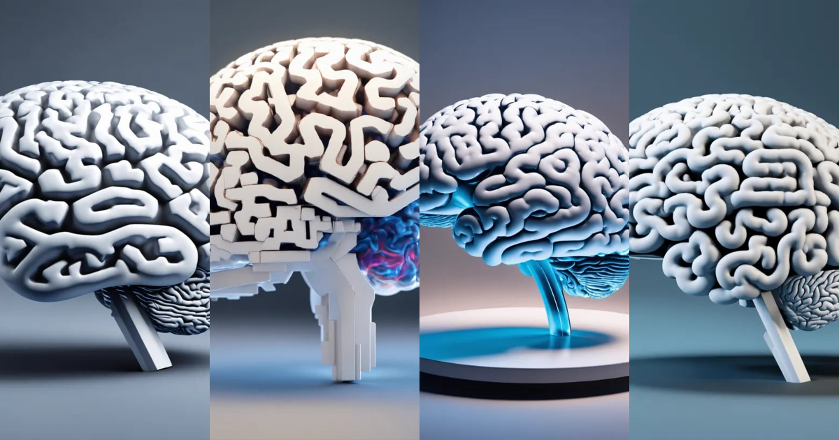 Lexica - A high quality white 3d icon of an activated brain