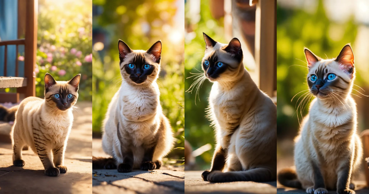 Lexica - On a bright sunny day, there is a beautiful little Siamese cat ...