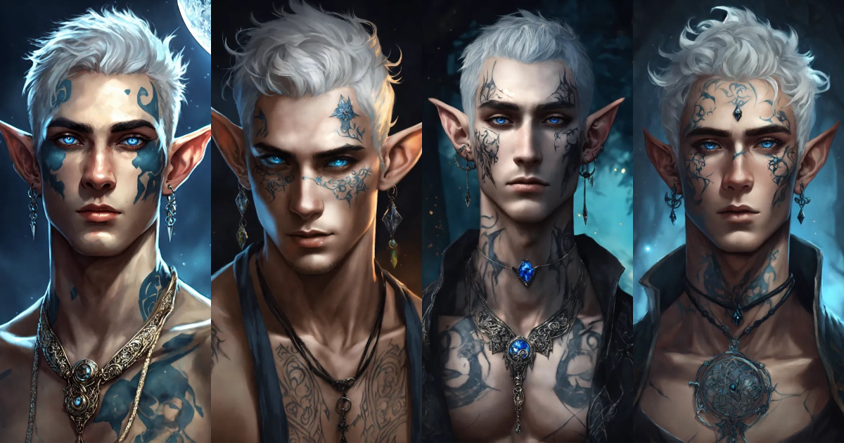 Lexica - Fantasy portrait of a tatooed male elf, sickly thin, gaunt ...