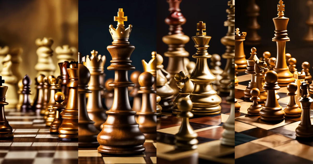 Lexica A front view of a chess game with with lots of pawns and 3