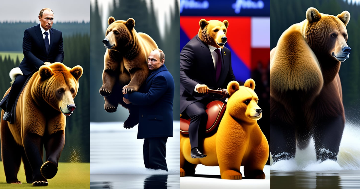 Lexica - Vladimir Putin riding a bear