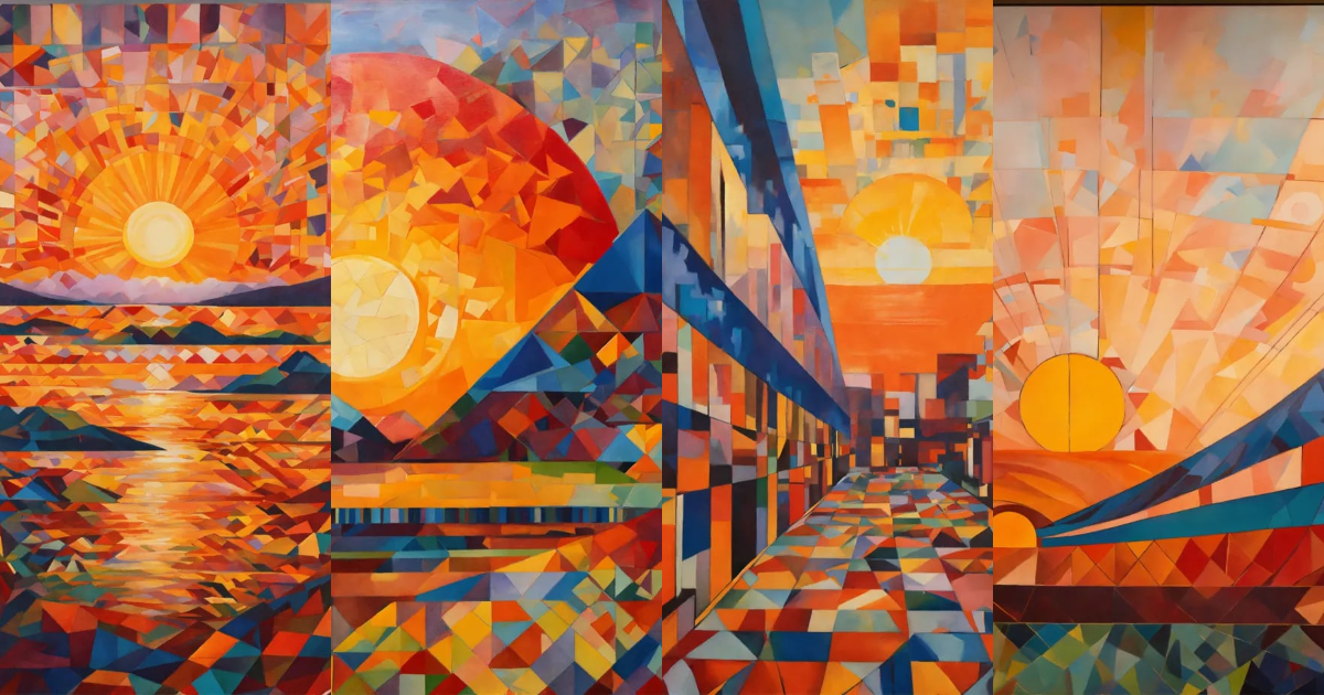 Lexica - A neo expressionist painting of an A sunrise partially ...
