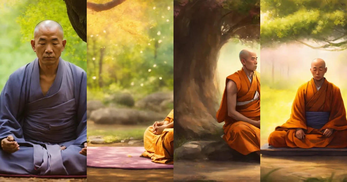 Lexica - A wise zen monk sitting in meditation, surrounded by soft ...