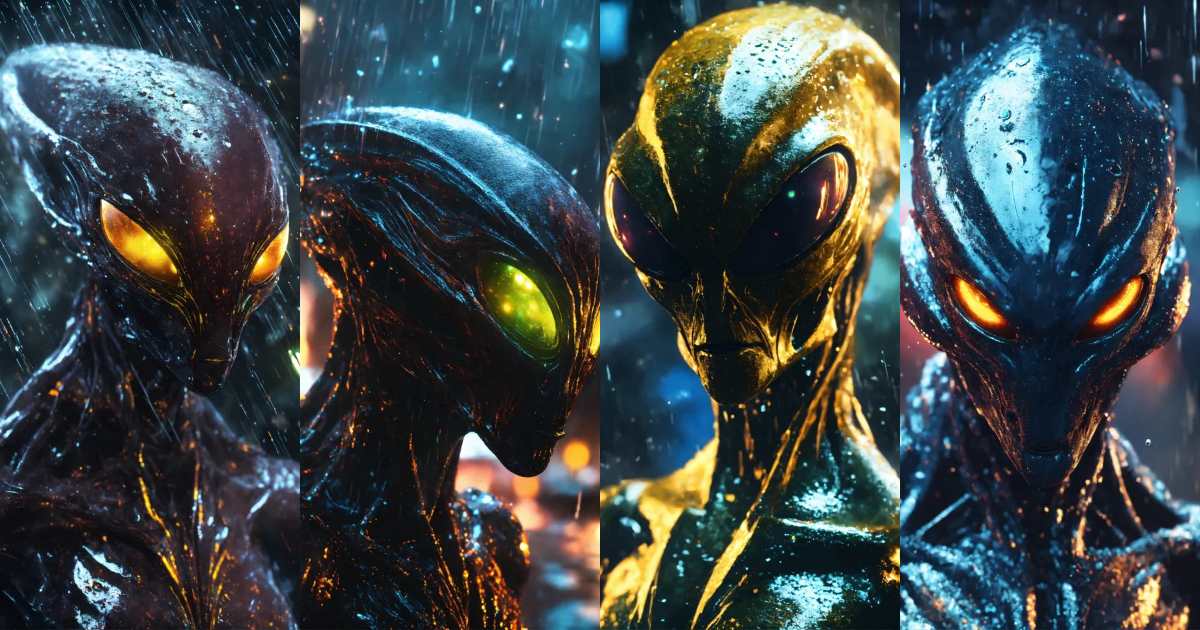 Lexica - An menacing alien with glowing eyes filled with swirling ...