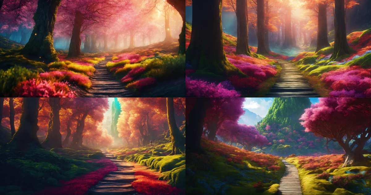 Lexica - Epic path in a vulcanic fantasy landscape leading to a bright ...