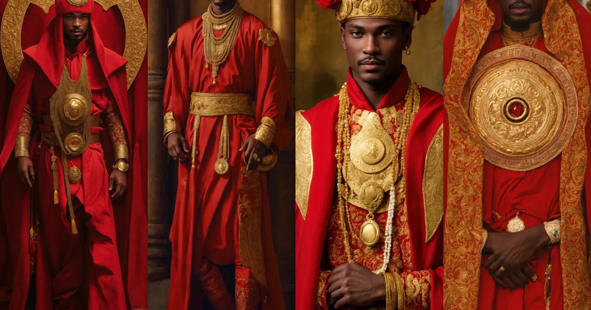 Lexica - Prince BORNOGO white skin appeared in a red Robe, with a Gold ...