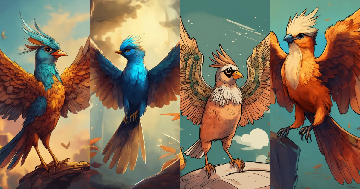Lexica - A drawing of a Bird with great wings, future art, cartoon style