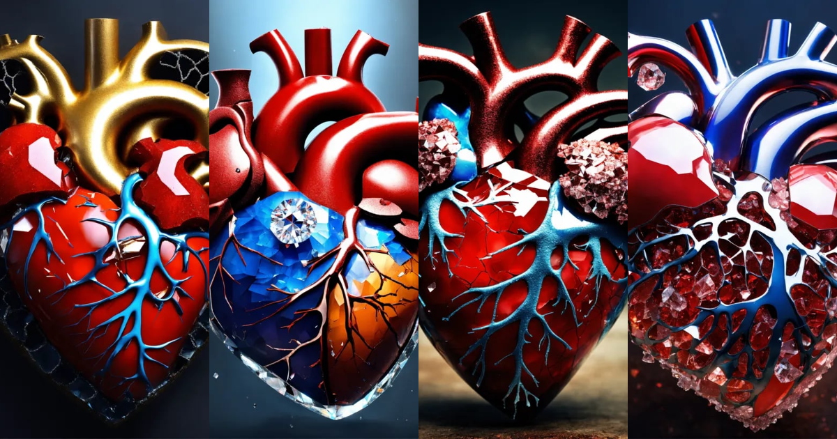 Lexica - Anatomically correct human heart, crystallized and breaking ...