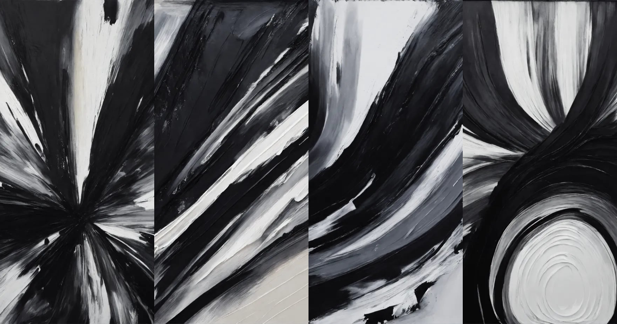 Lexica - Black and white abstract art brush strokes painting joan mieo