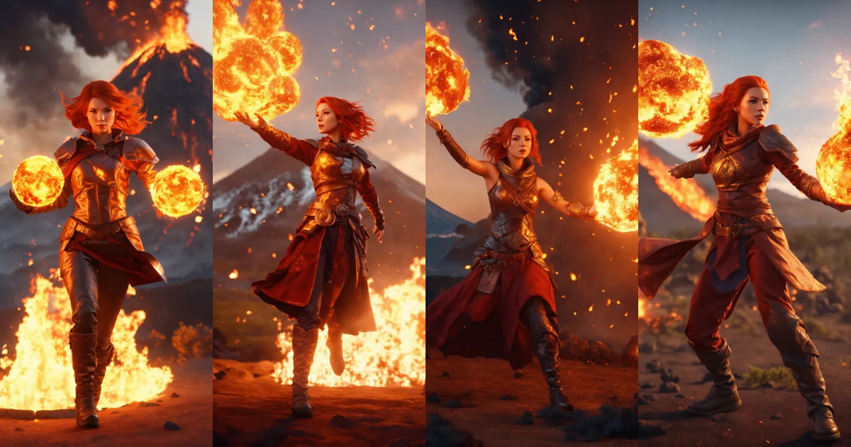 Lexica - Small female pale skinned redhead fire elemental mage wearing ...