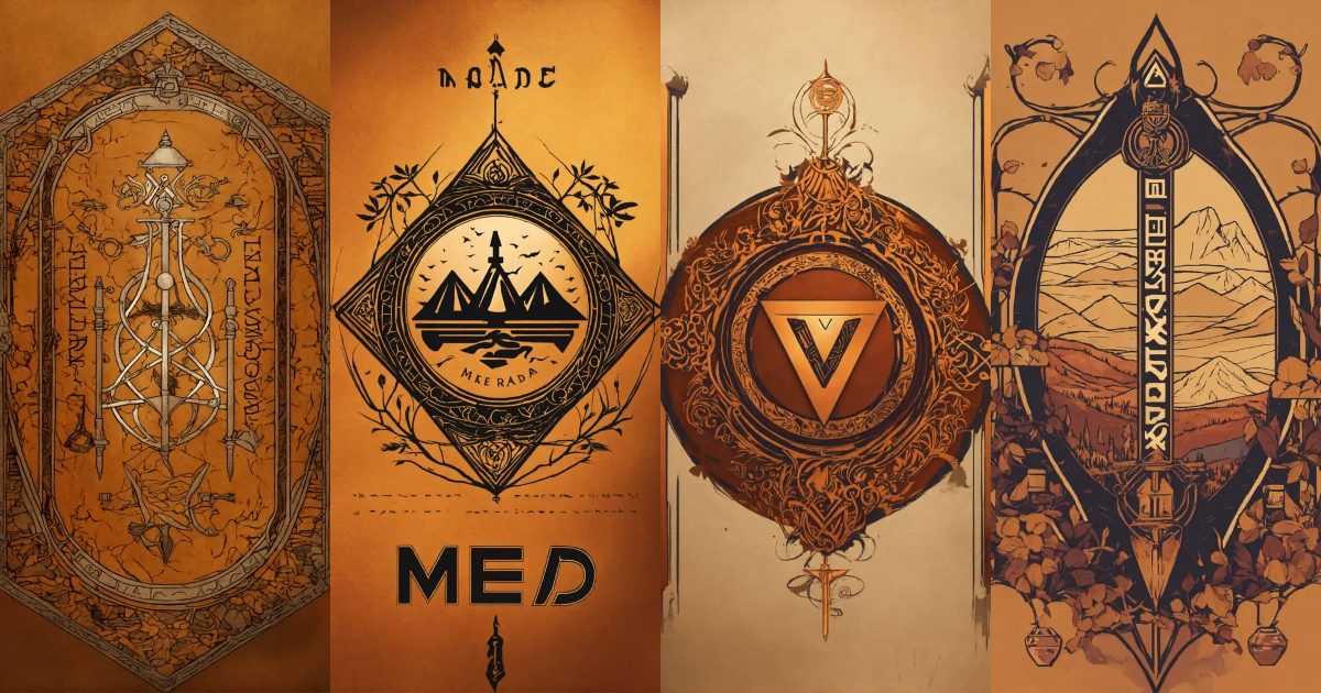 Lexica - Mead, simplistic, logo, Nordic runes in the back ground
