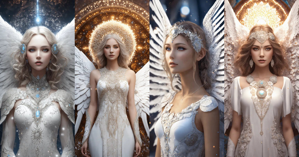 Lexica - Angel woman with white angel wings, large and detailed 4D ...