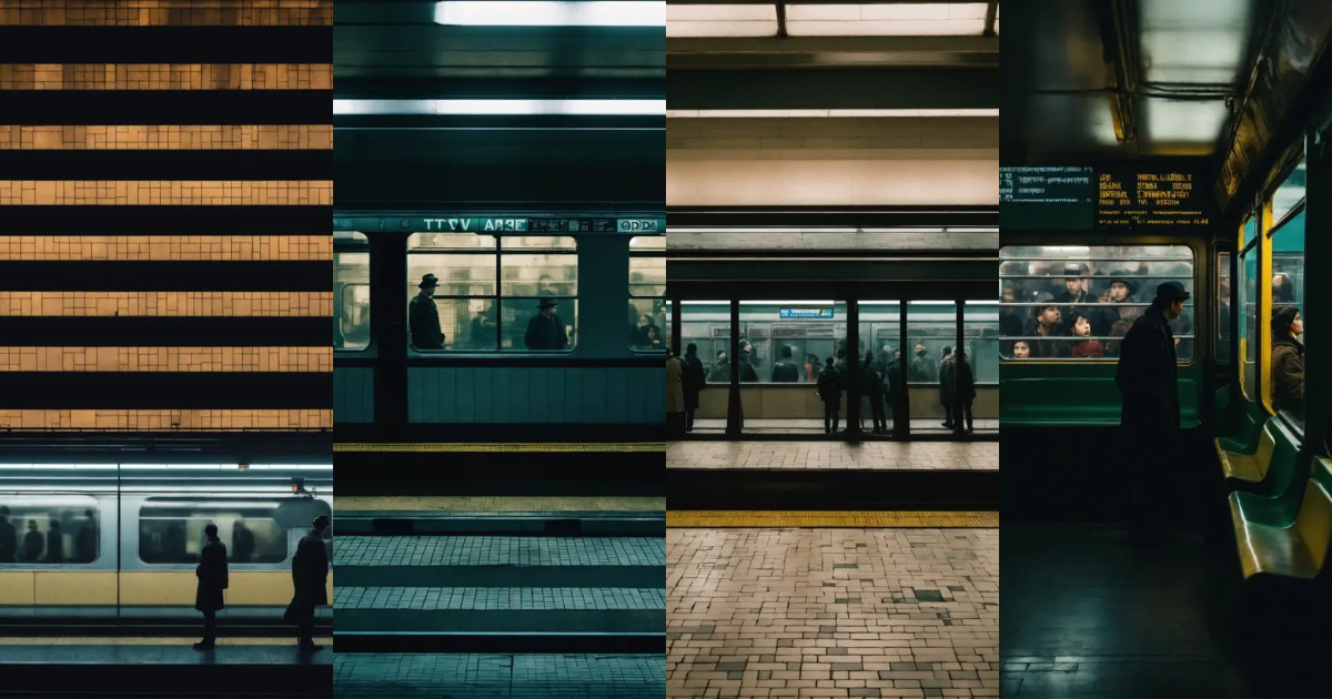Lexica - (a lot of isolated humans) look over subway windows, in the ...