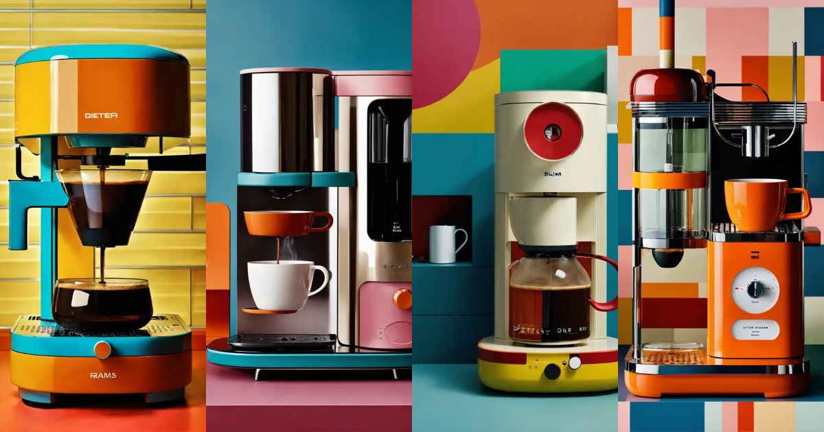 Lexica - A surreal coffee maker designed by Dieter Rams, BRAUN. Product ad  retro. stunning design.