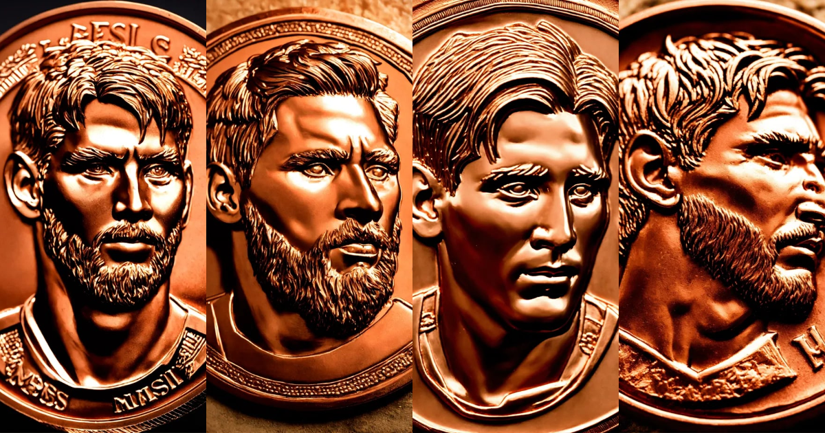 Lexica - Portrait of a football player Messi profile in bas-relief on a ...
